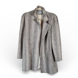 Vintage 1970s Grey Herringbone Double Breasted Pea Coat Womens 6 Union Made USA